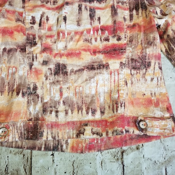 Chico's Linen Abstract Artist Shimmering Gold NWOT - Picture 6 of 6